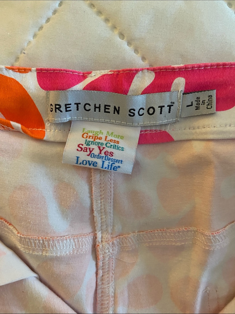 Gretchen Scott Designs Skinny Pants in Pink & Orange Abstract Print - Picture 2 of 5